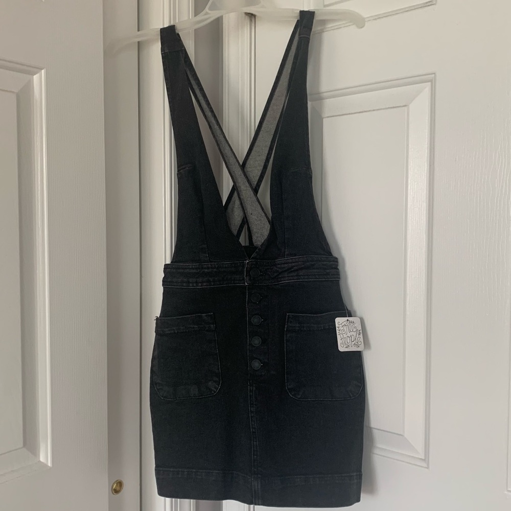 Free People Overall Black Denim Dress